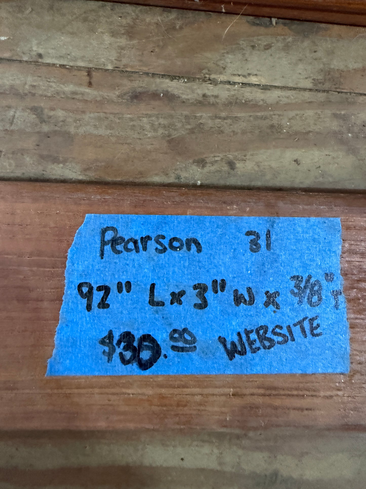 Teak Trim Strips / Ceiling OFF Pearson 31 - 92” Long x 3” Wide x 3/8” Thick