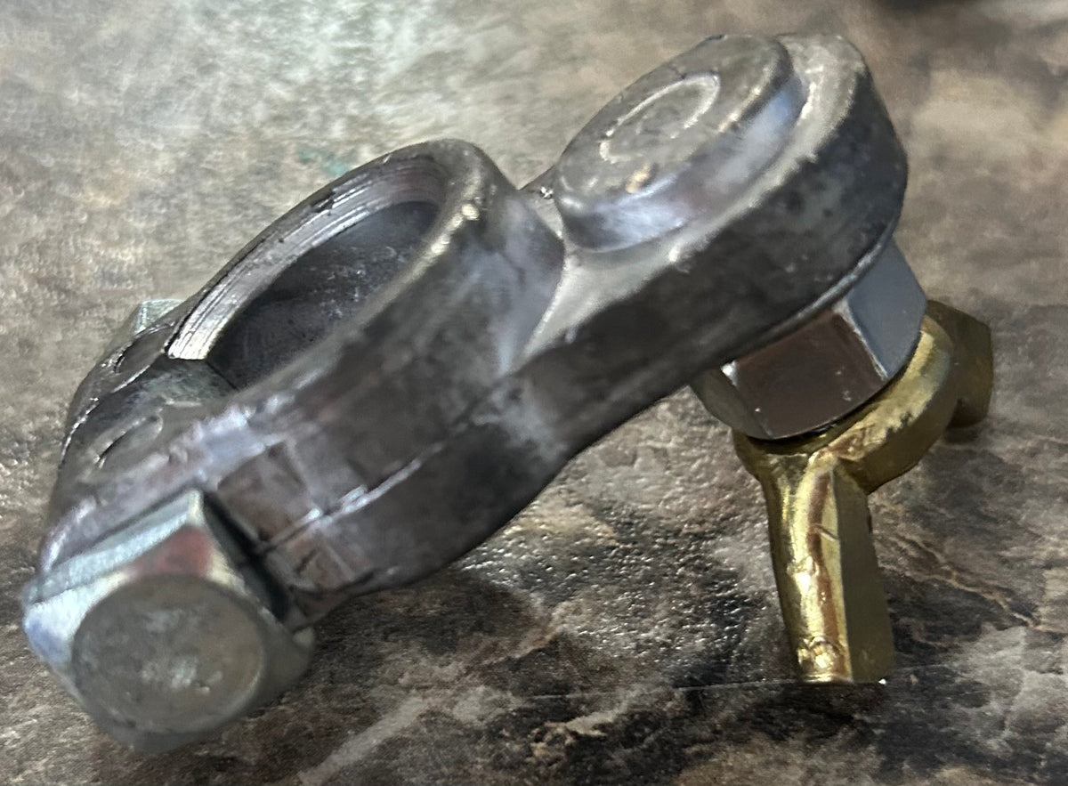 Marine Top Post Battery Terminal Cable Ends With 5/16" Zinc Wire Clamp & Brass Wing