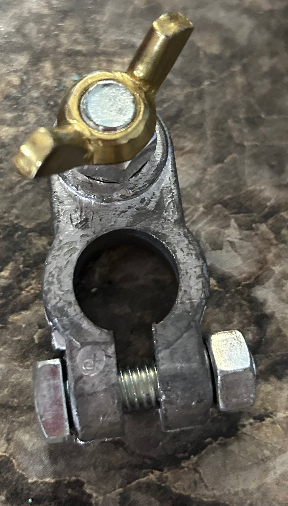 Marine Top Post Battery Terminal Cable Ends With 5/16" Zinc Wire Clamp & Brass Wing