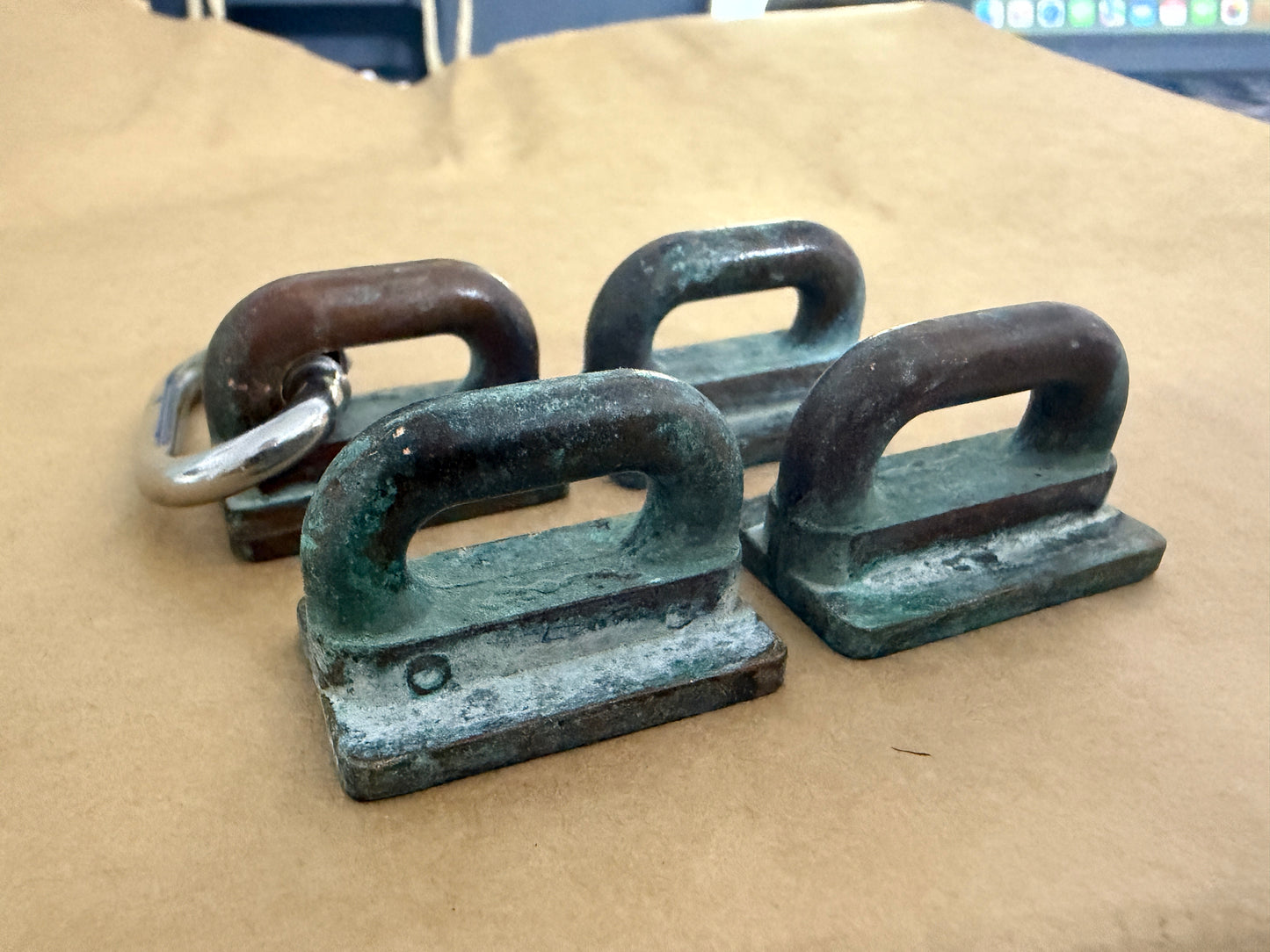 LOT OF 4 Solid Bronze 15/16" Sail Slide