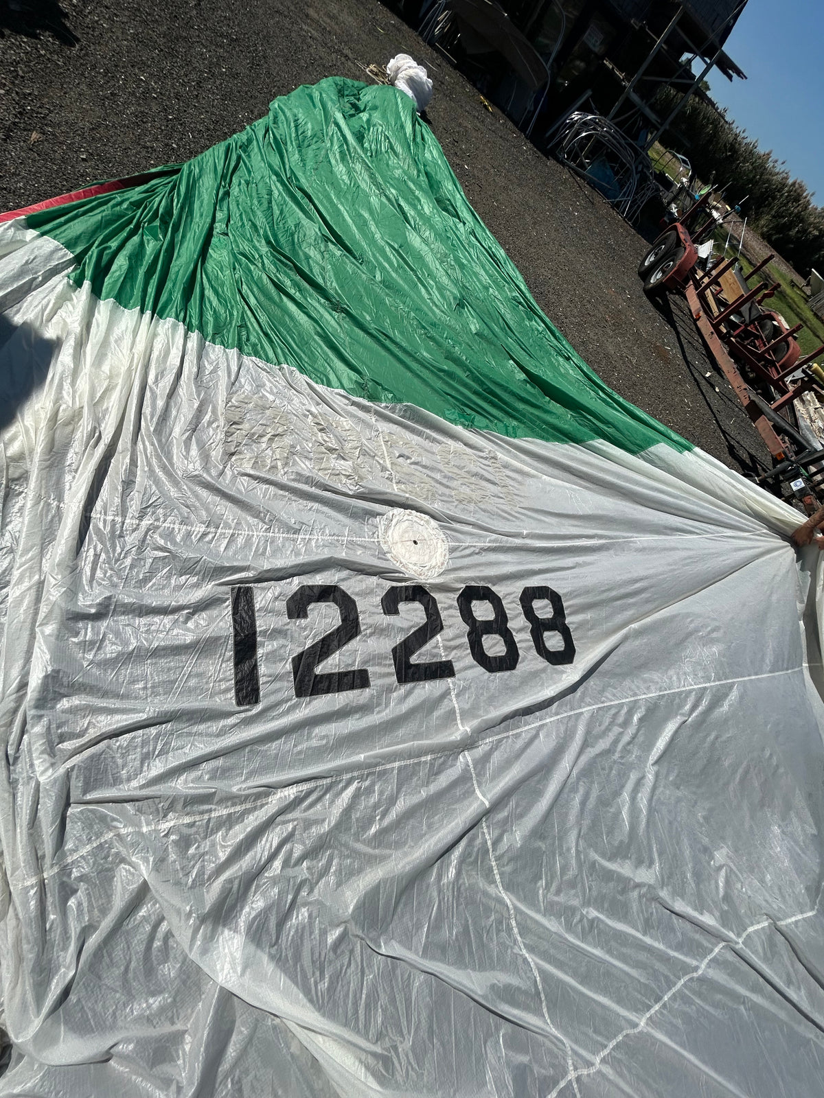 Spinnaker w/ Sock 41’ x 40’10” x 26’10” Green White #12288