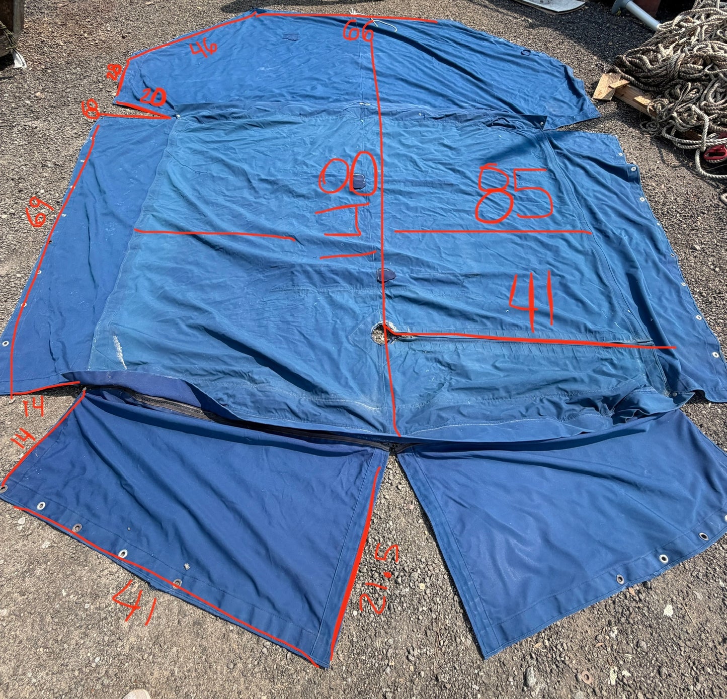 Large Bimini / Canvas Cover - 148" Total Length x 85" Bimini Width