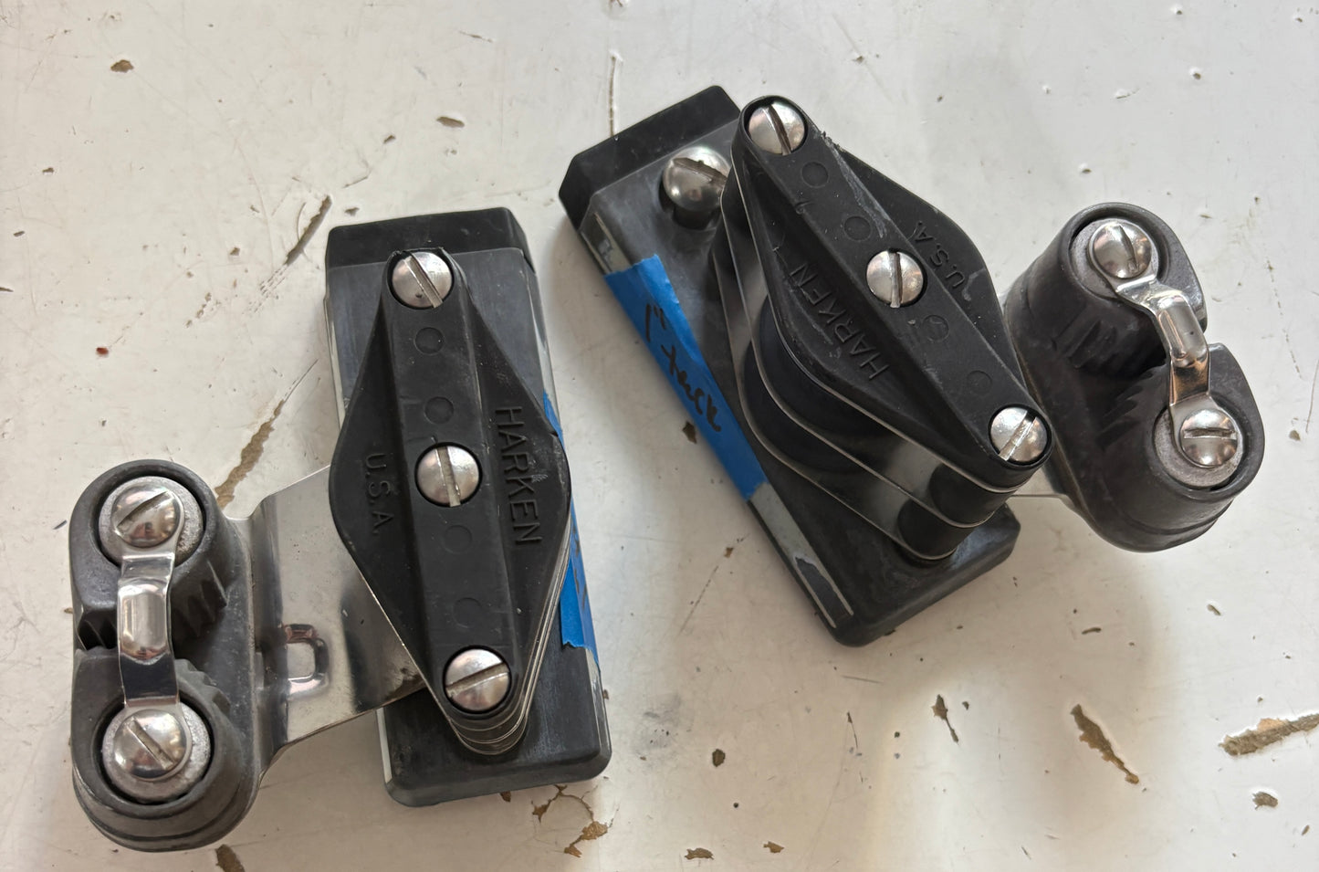 Harken Double Block Track Car for 1" Track with Cam Cleat PAIR