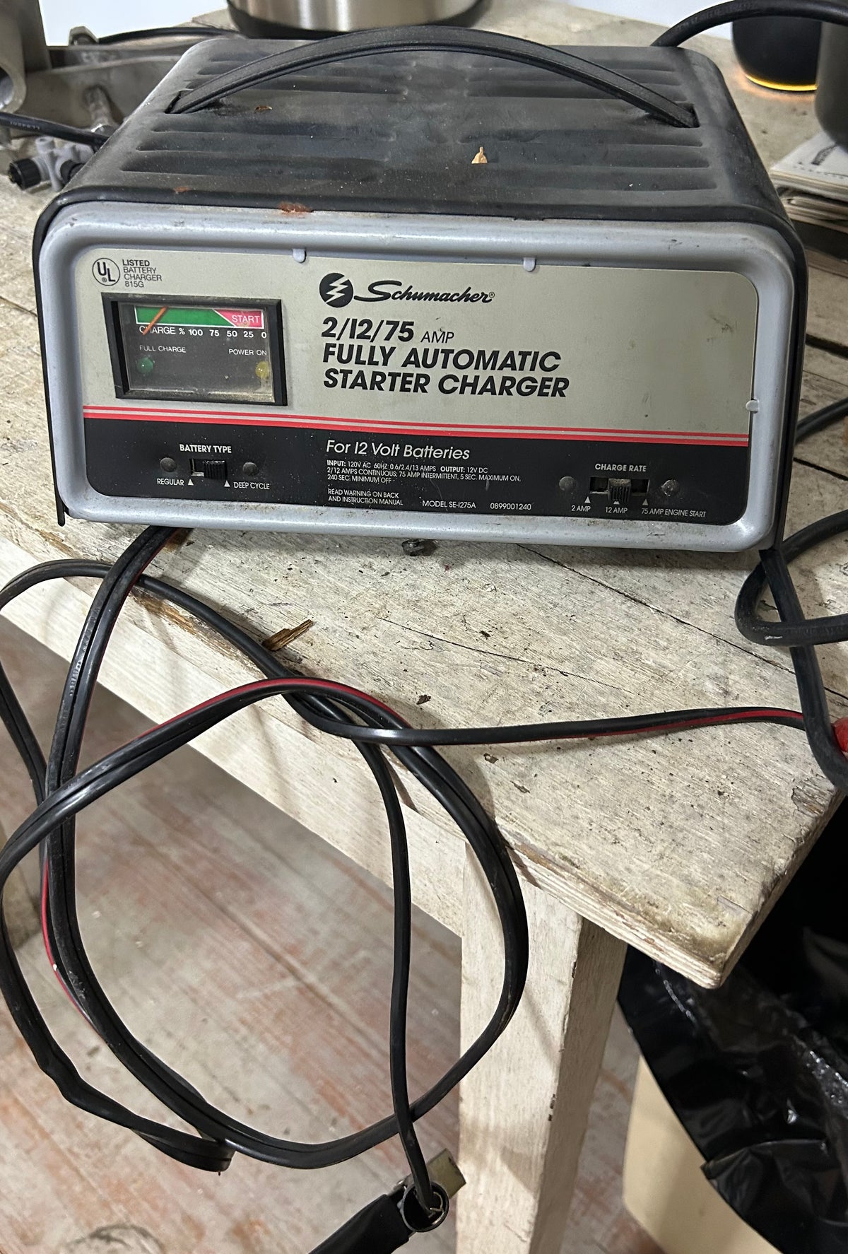 Schumacher SE-275A 2/12/75 Amp Fully Automatic Battery Starter Charger 12V- USED