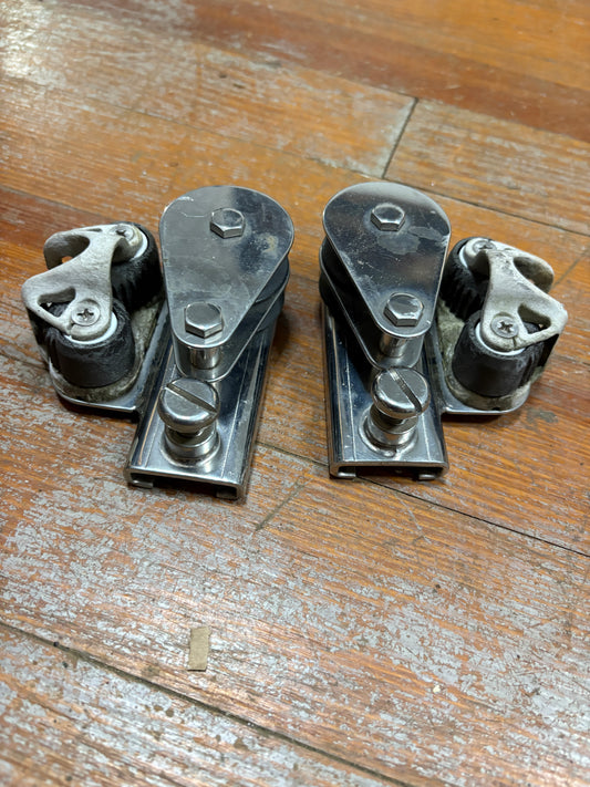 Stainless Steel Double Block Track Car for 1 1/4" Track with Cam Cleat PAIR
