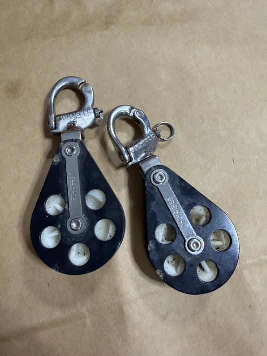 PAIR Schaefer 2" Single Swivel Blocks With Shackle - 3/8" Line
