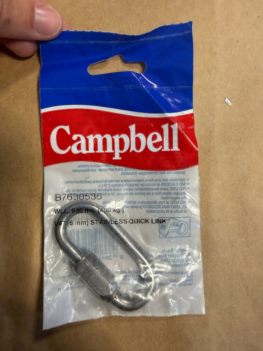 Campbell B7630536 1/4" Stainless Steel Quick Link Connector - 880LB - NEW