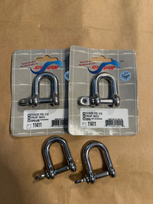 LOT OF 4 SeaSense 5/16" D Shackles - Stainless - NEW
