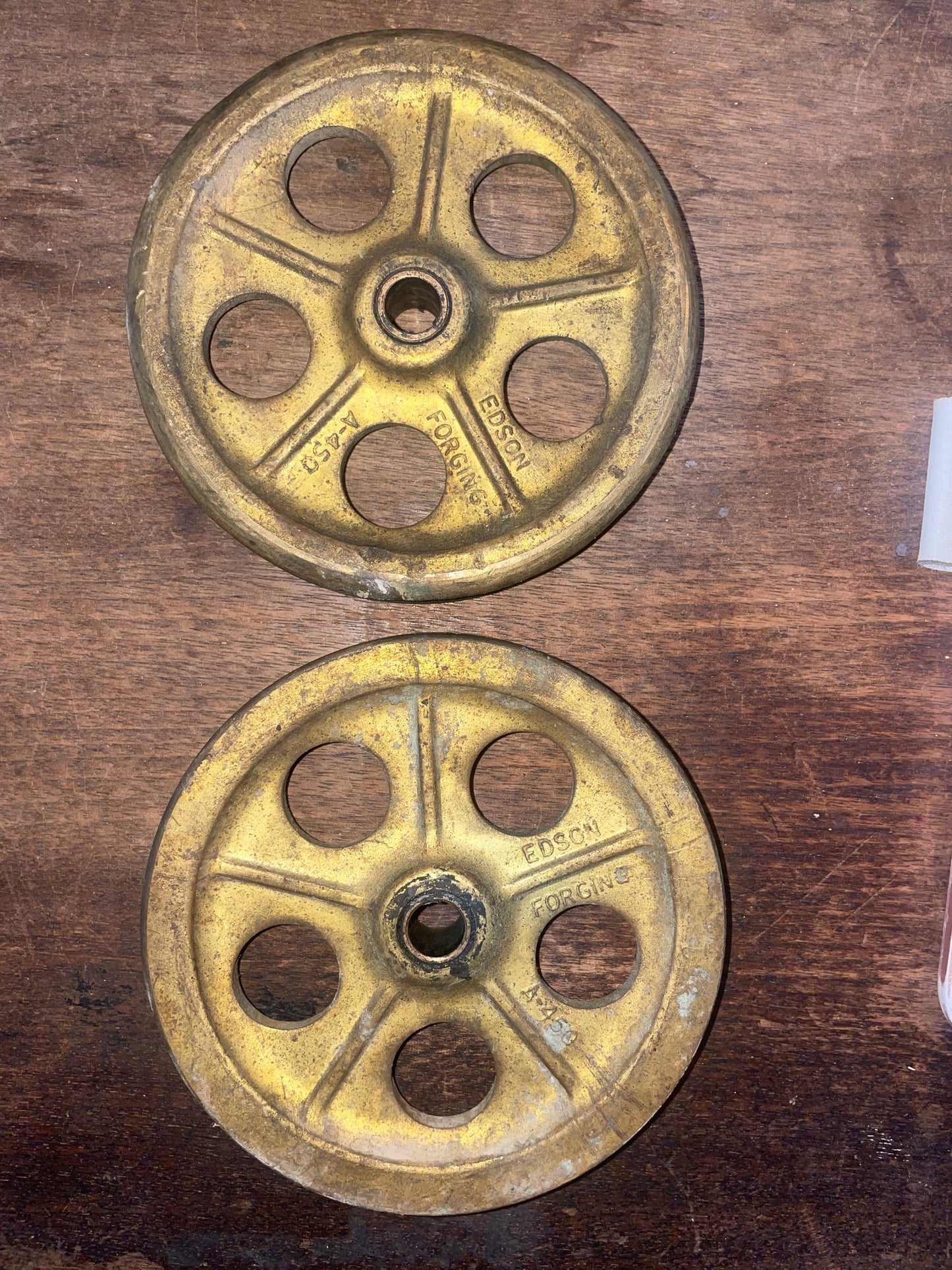 PAIR 4” Edson A-450 Brass Pedestal Pulleys