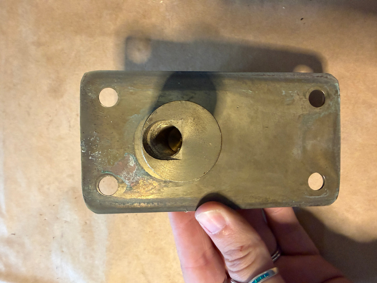 Bronze Chain Plate - 1/2" Pin Fitting - 5" x 2 5/8" Base - Has Insert