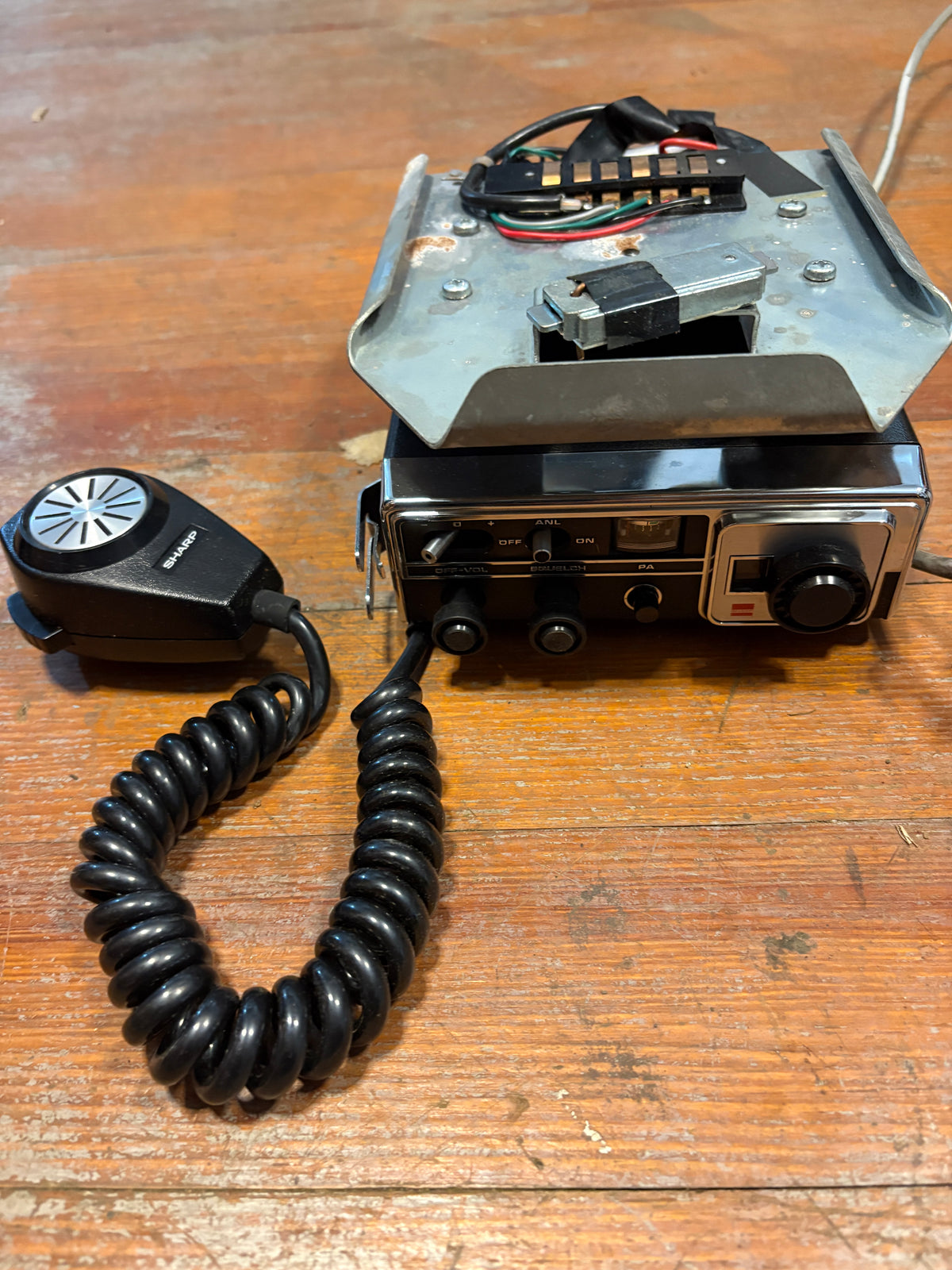 Vintage Sharp CB Radio Model CB-500UB with Microphone and Mounting Bracket.