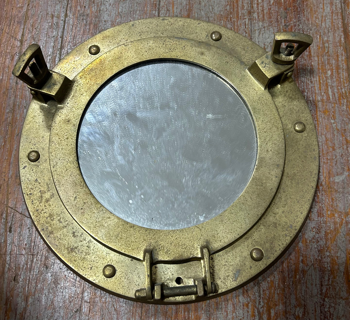 Vintage Brass Mirror Porthole- 9 1/2"