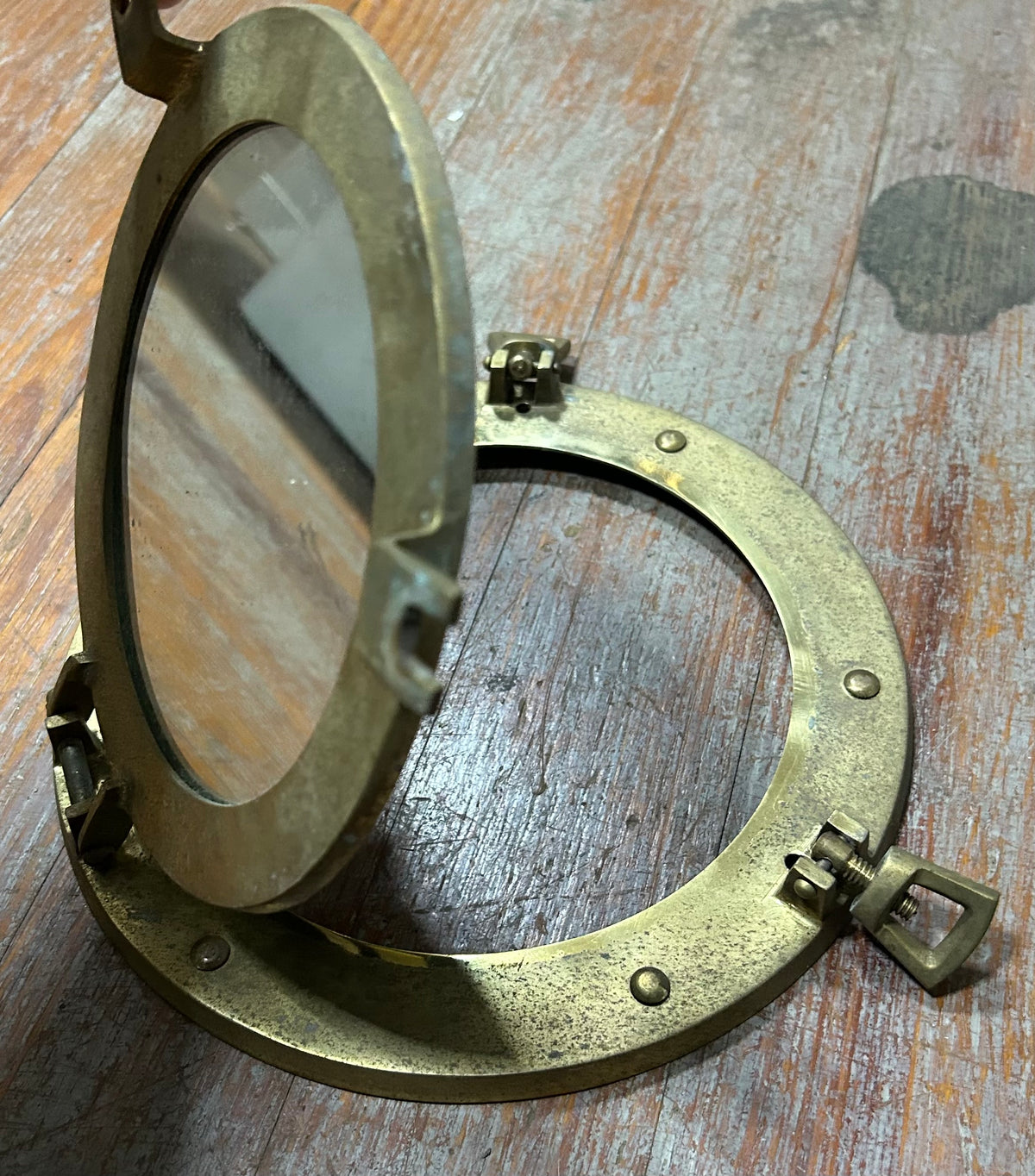 Vintage Brass Mirror Porthole- 9 1/2"