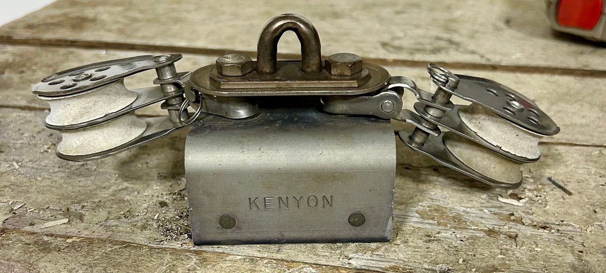 Kenyon Traveler Car with Two Double Kenyon Blocks – 1 3/8” Sheaves – 1 1/8” Track