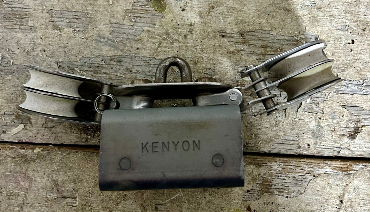 Kenyon Traveler Car with Two Double Kenyon Blocks – 1 3/8” Sheaves – 1 1/8” Track