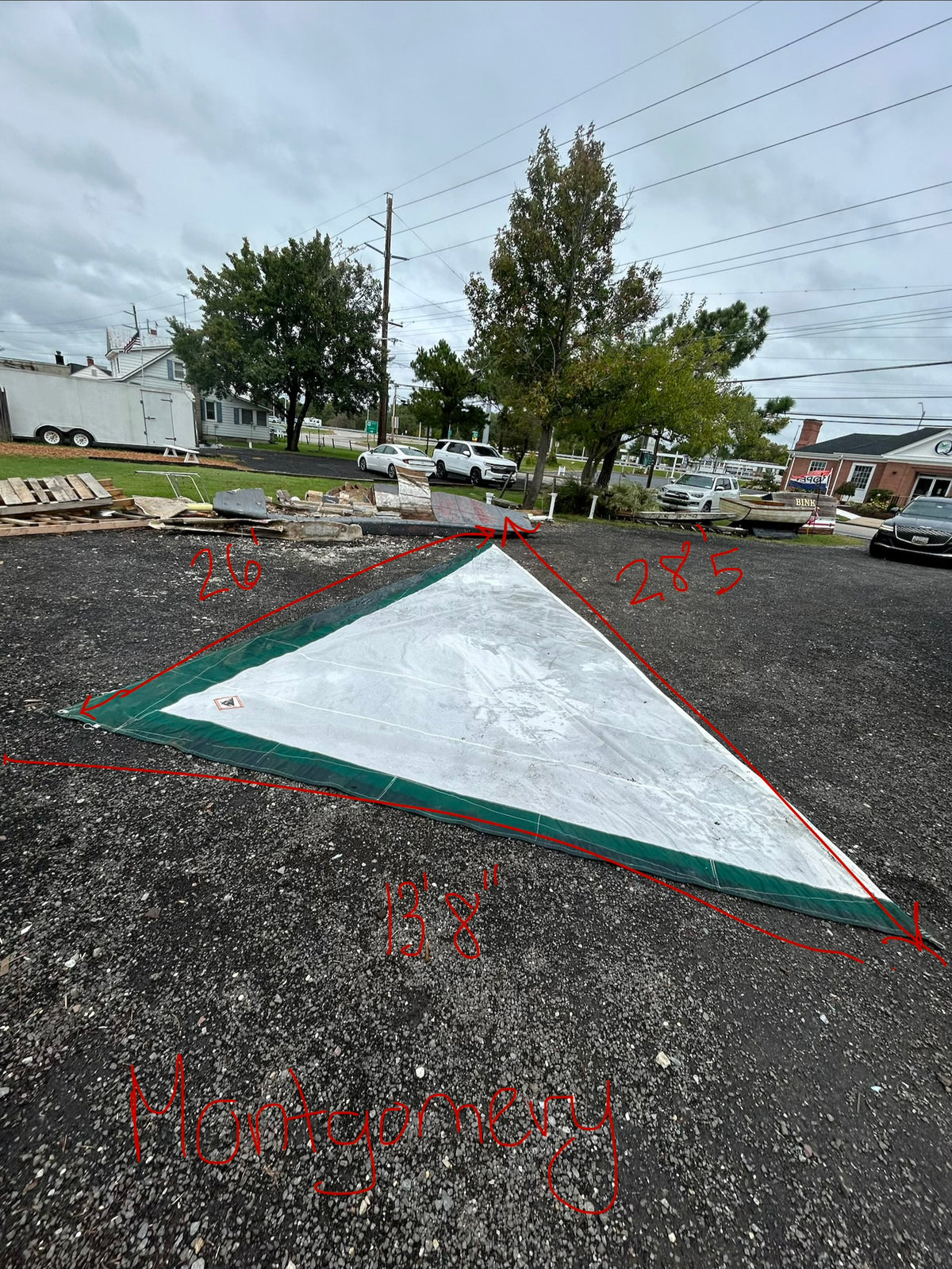 Montgomery 23 Roller Furling Jib 26’ x 28’6” x 13’8” Green White