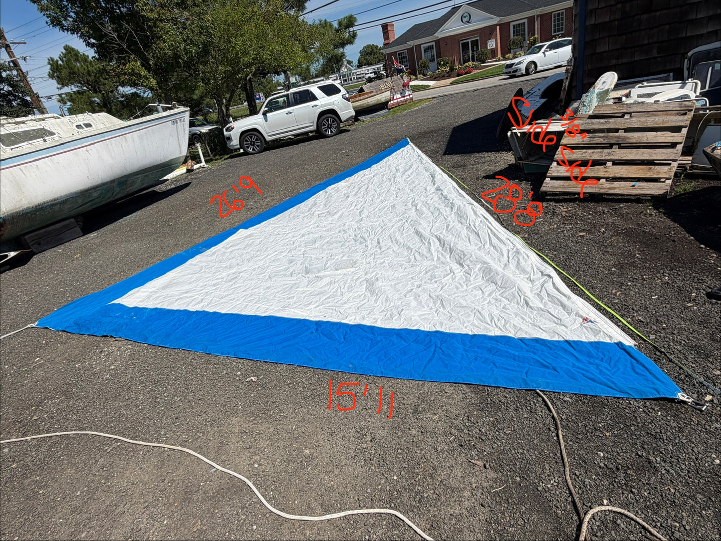 28'8" Luff x 26'9" Leech x 15'11" Foot - 3/8" Slide - Roller Furling Sail - Balboa Recreational 26'