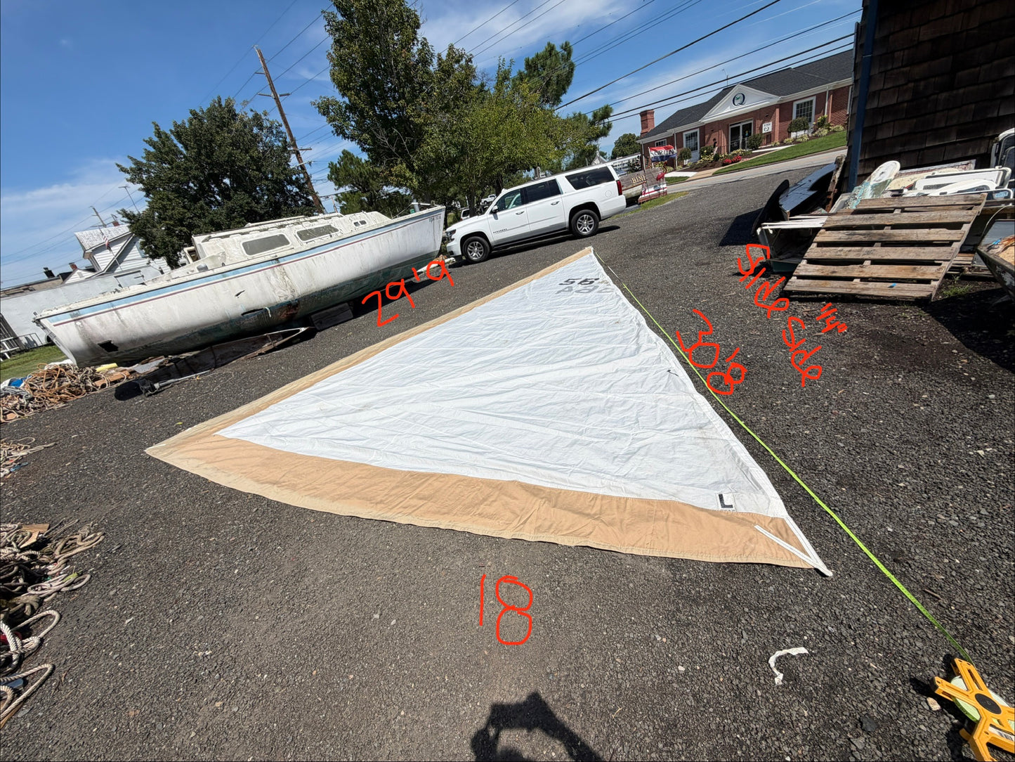 30'8" Luff x 29'9" Leech x 18' Foot - 1/4" Slide - Roller Furling Sail  Ericson 27 1975