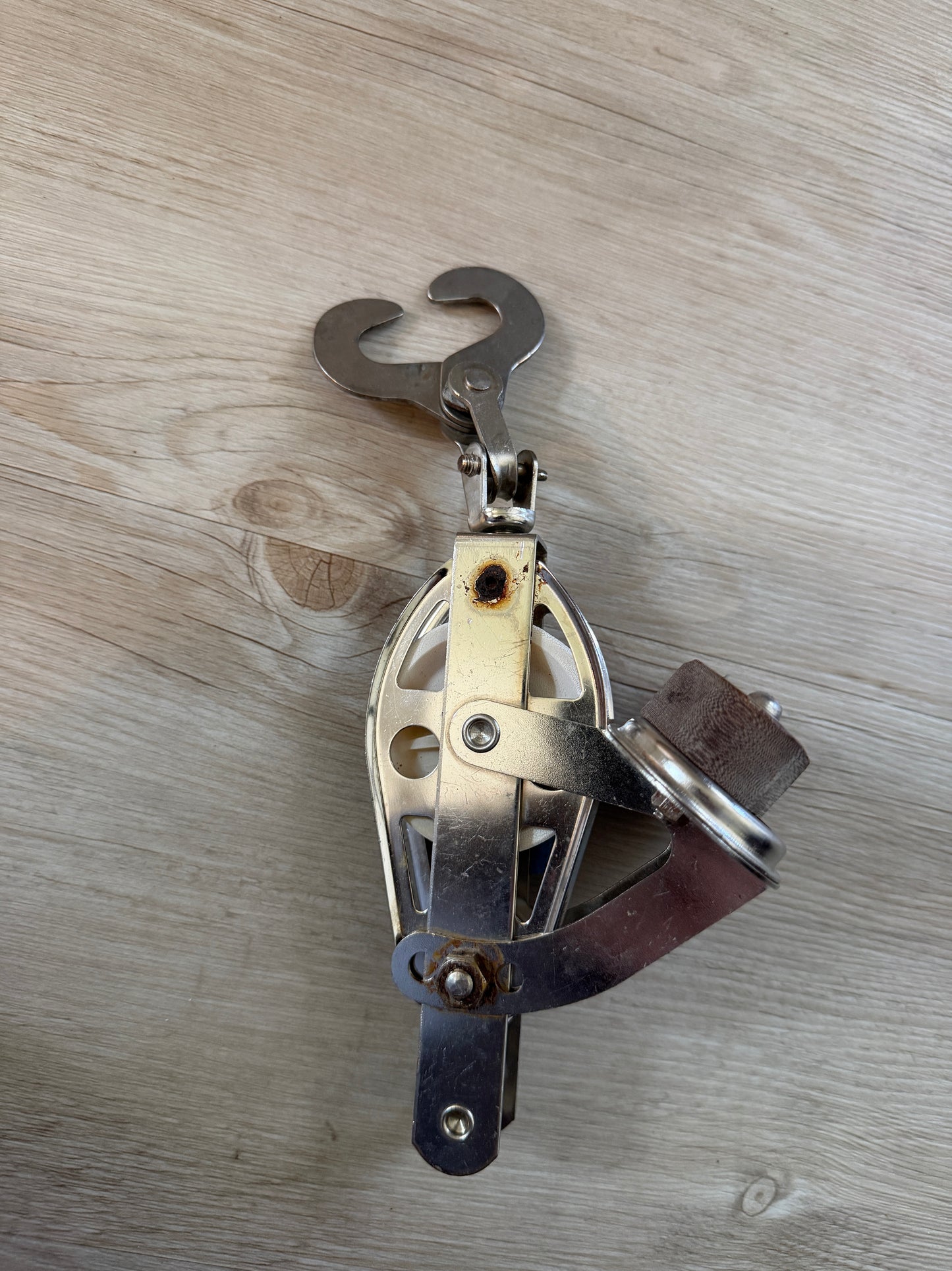 Cleveco Stainless Steel Fiddle Block With Tufnol Cam Cleat - Double S Hook Fitting - 3/8" Line