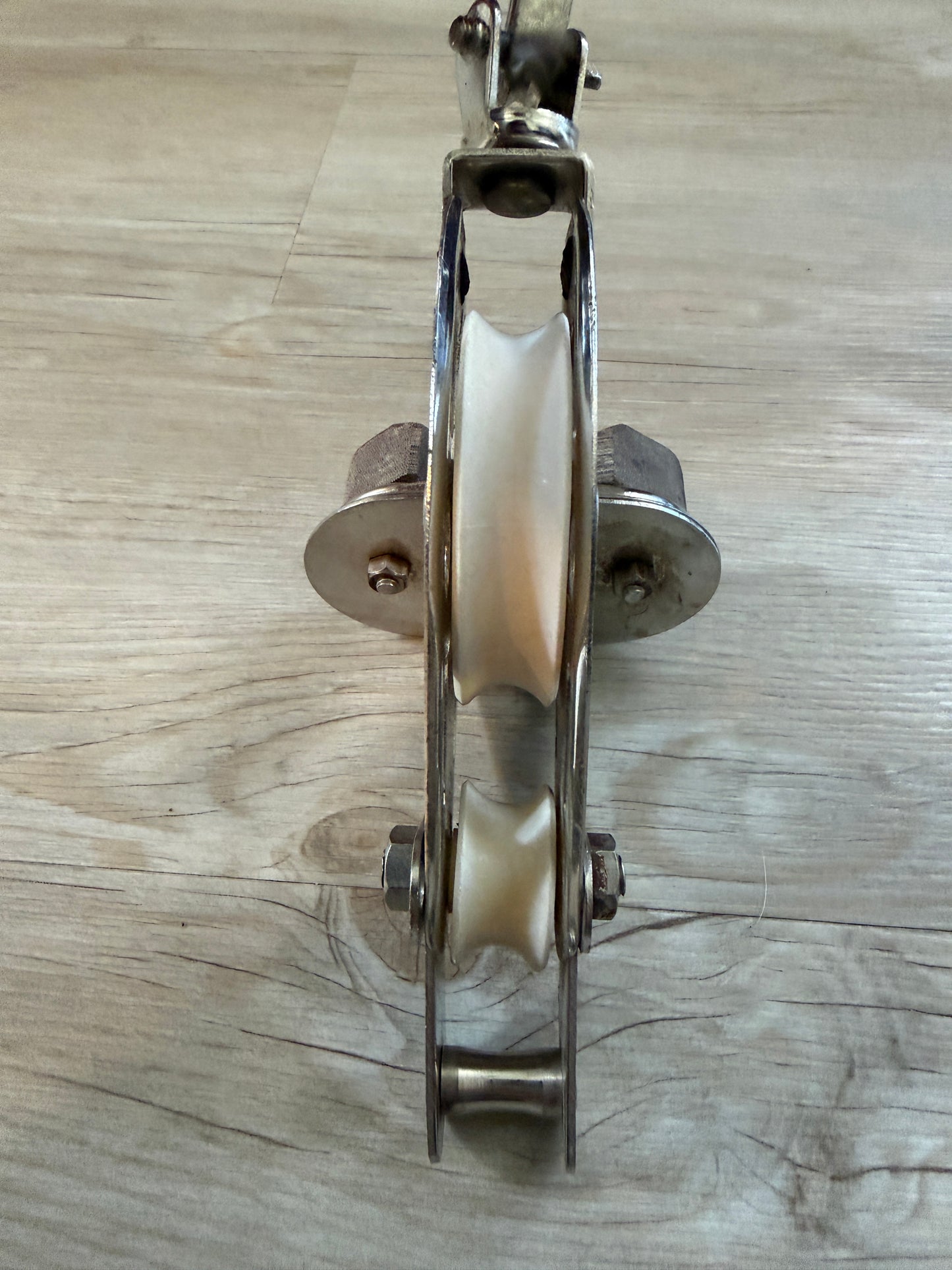 Cleveco Stainless Steel Fiddle Block With Tufnol Cam Cleat - Double S Hook Fitting - 3/8" Line