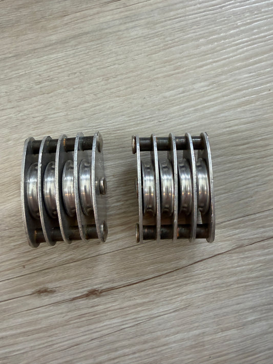 PAIR - 1" Quad Sheave Blocks / Pulley System - 1/8" Line Diameter