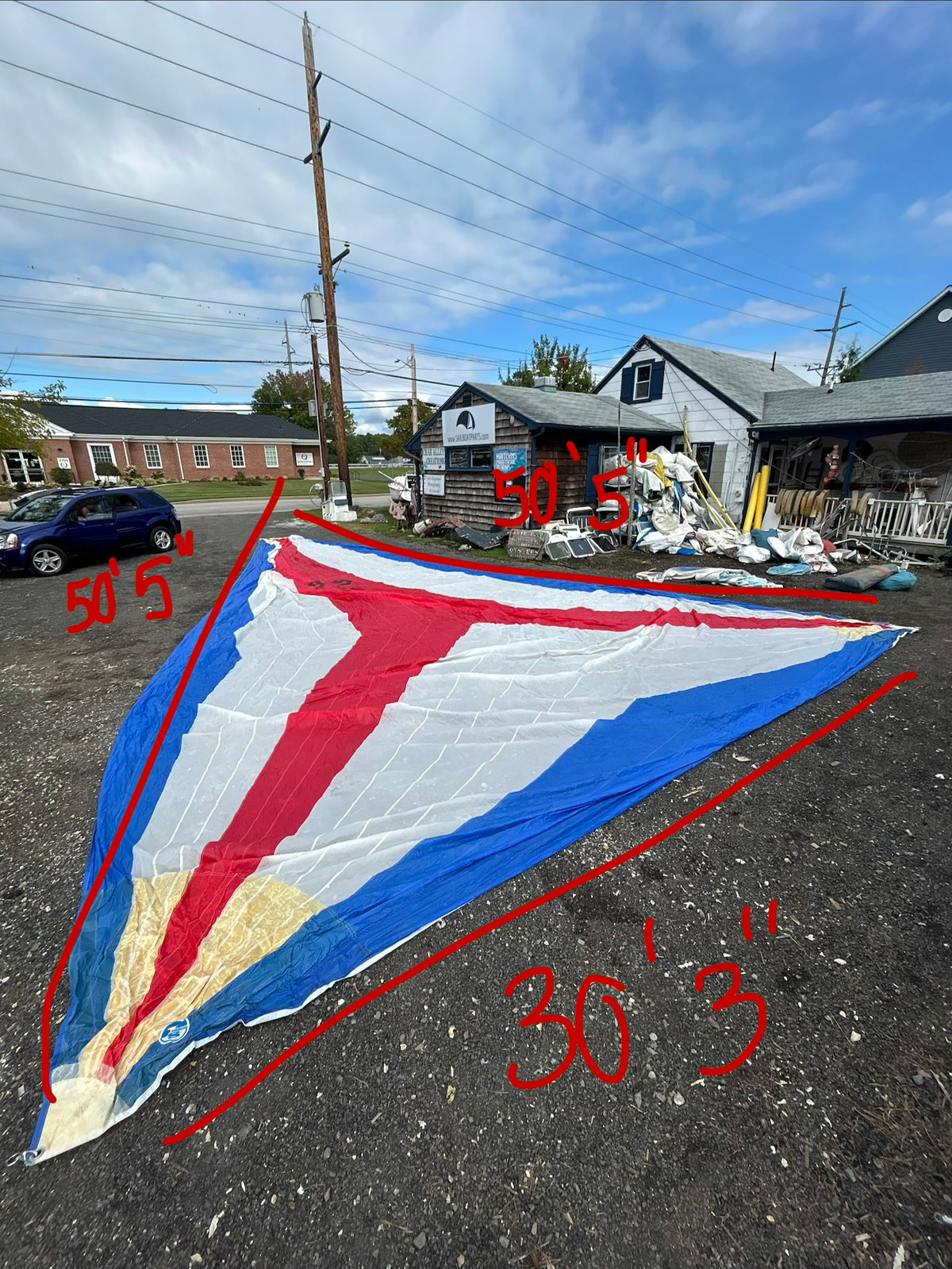 North Sails Morgan 45 Symmetrical Spinnaker 50’5” x 50’5” x 30’3” Sail #6855