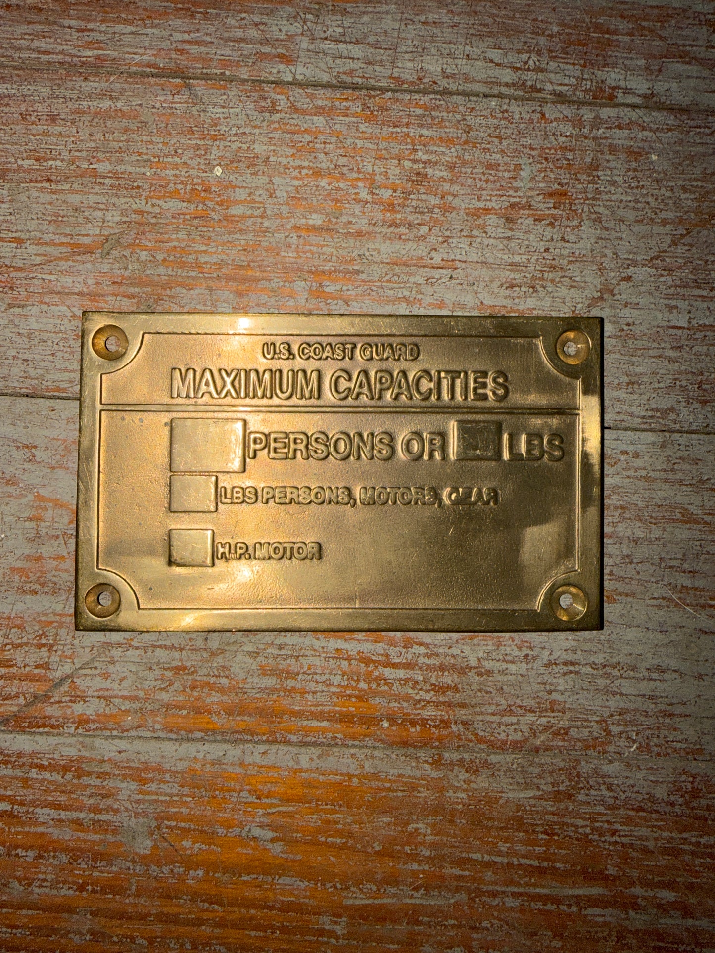 U.S. Coast Guard Maximum Capacities Bronze Plaque -- #83