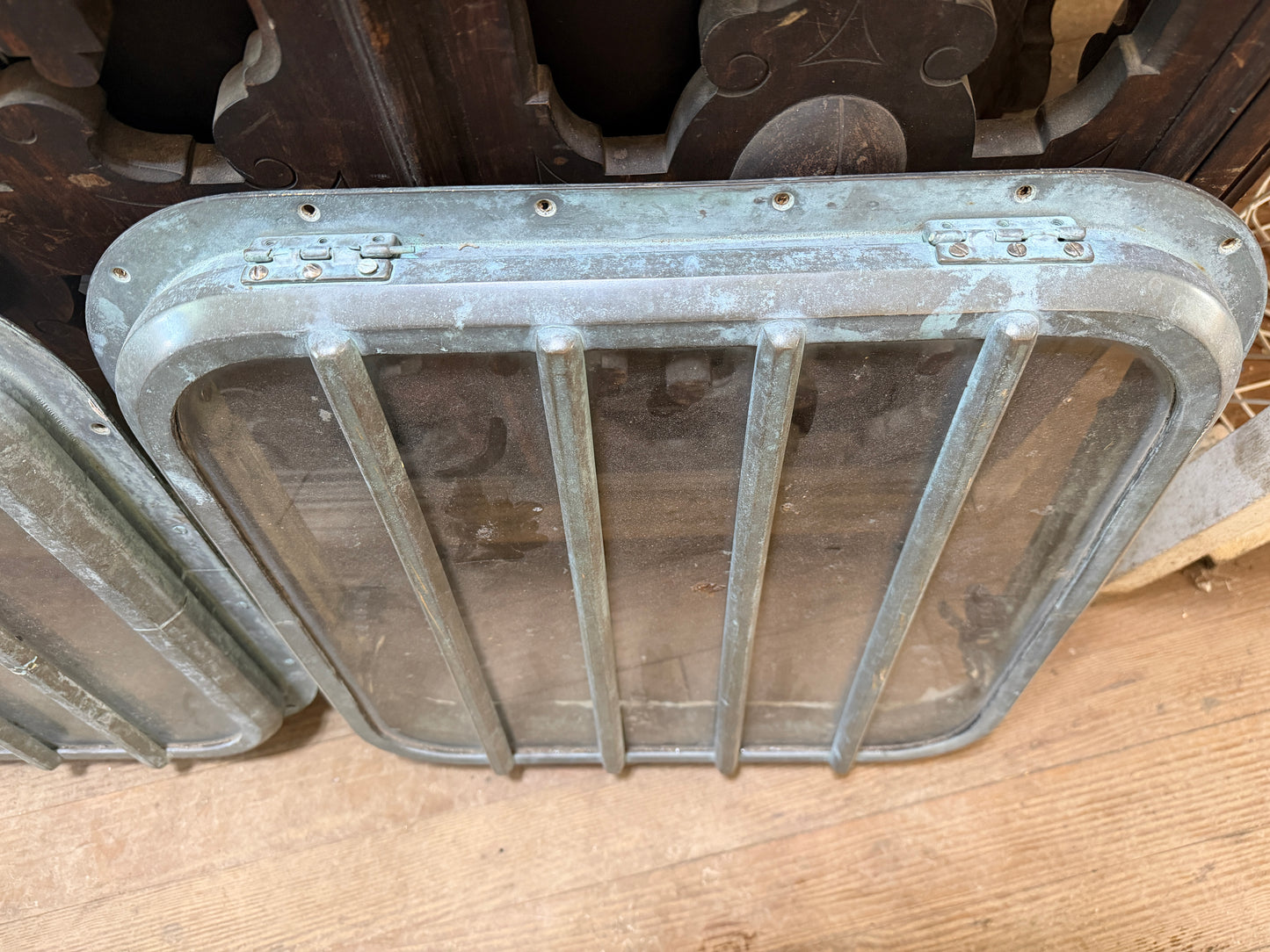 PAIR - Vintage Bronze Hatches - 19.5" x 19.5" Cutout Diameter