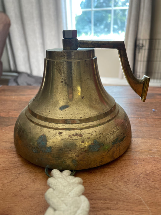 6” Solid Brass Ships Bell With Bracket & Braided Pull