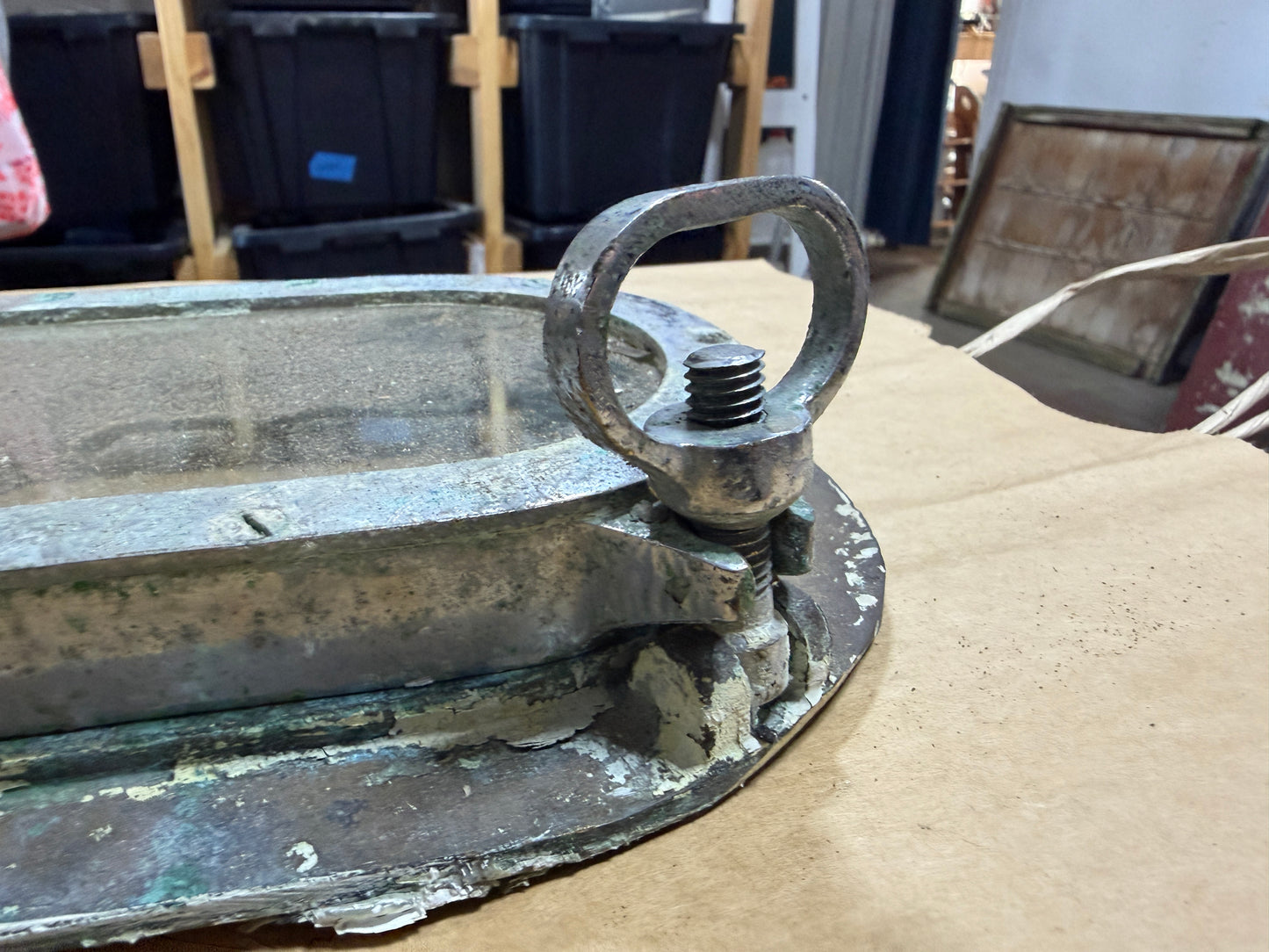 Chromed Bronze 9 1/2" x 4" Inside Diameter Opening Port Light / Port Hole With Screen and Plate