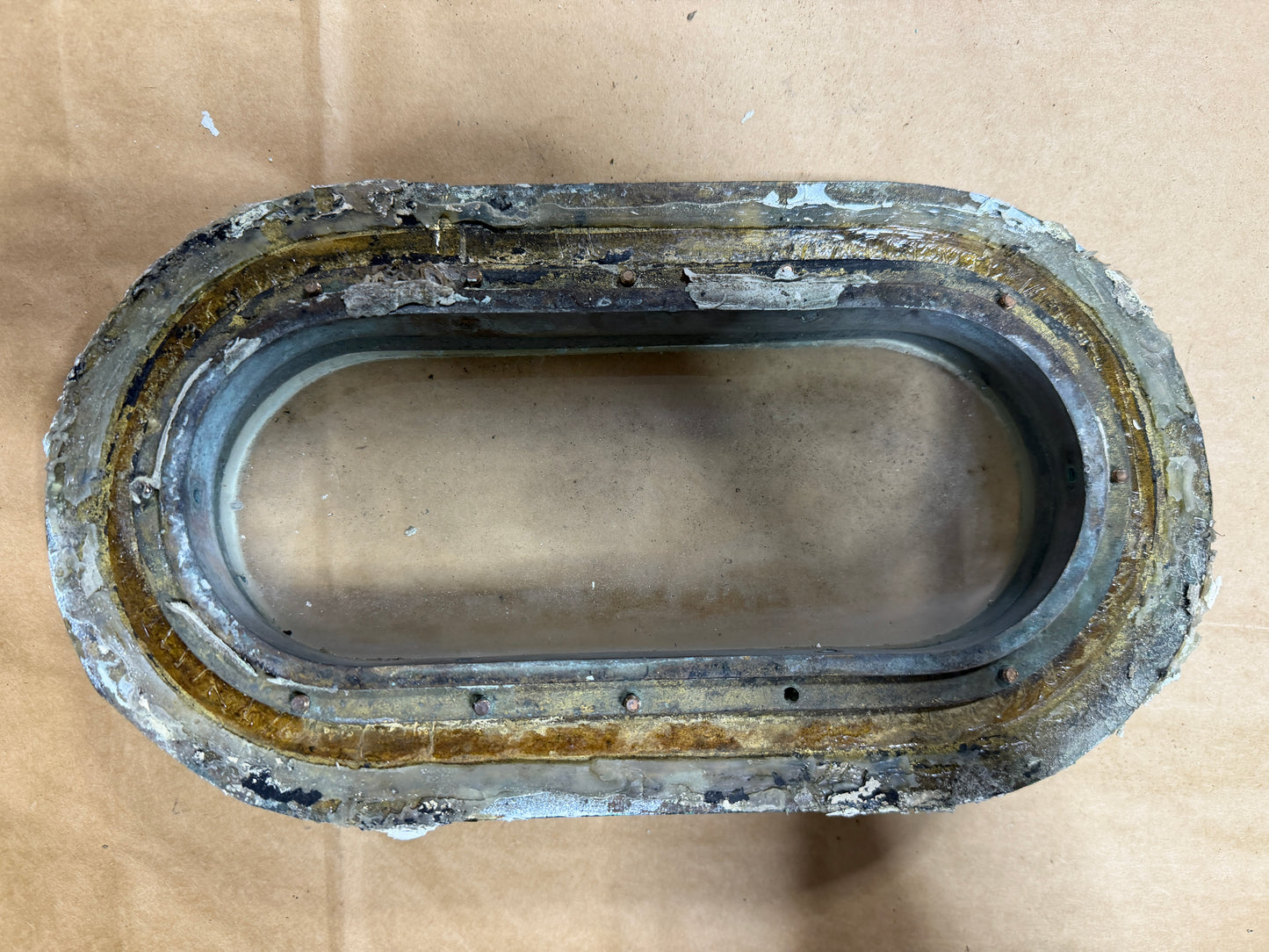 Chromed Bronze 9 1/2" x 4" Inside Diameter Opening Port Light / Port Hole With Screen and Plate