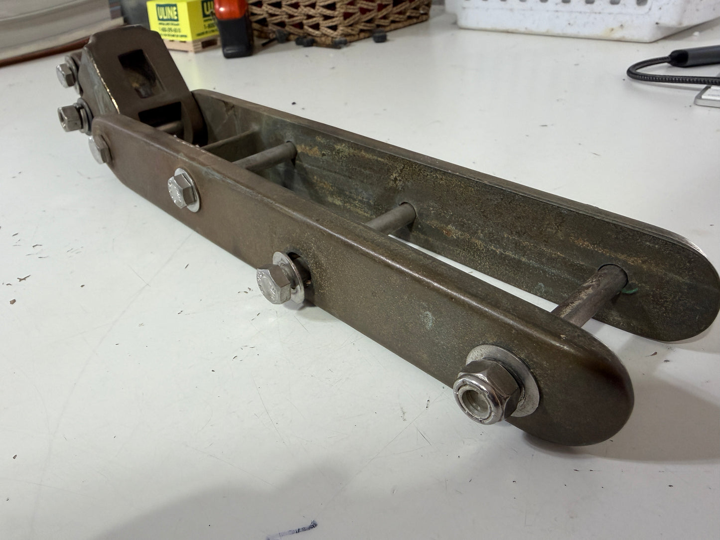 Solid Bronze 1 3/4" Tiller Strap & 1 3/16" Rudder Cap -- #9