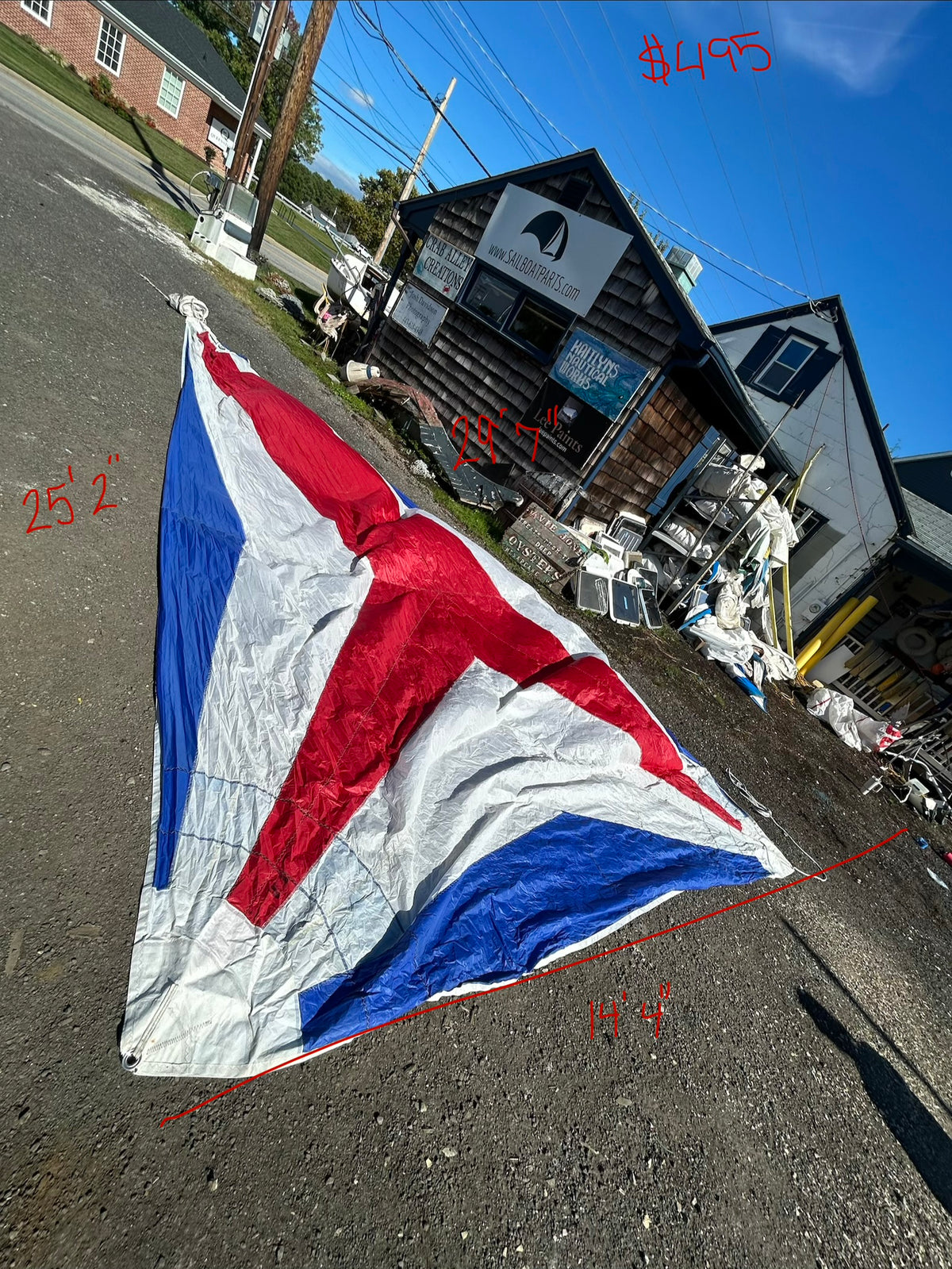 Asymmetrical Spinnaker w/ Sock – 25’2” x 21’7” x 14’4” Cal 24
