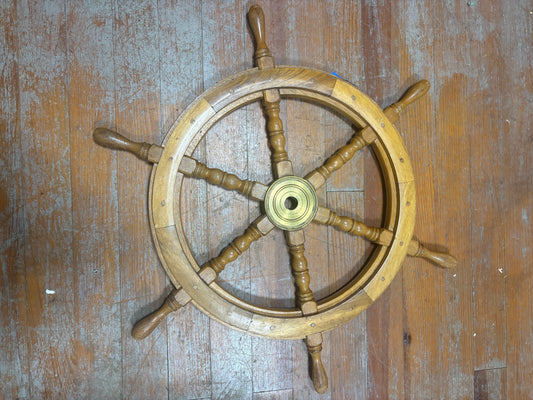 Wood Ships Wheel 30 1/2" with 1" Straight Shaft