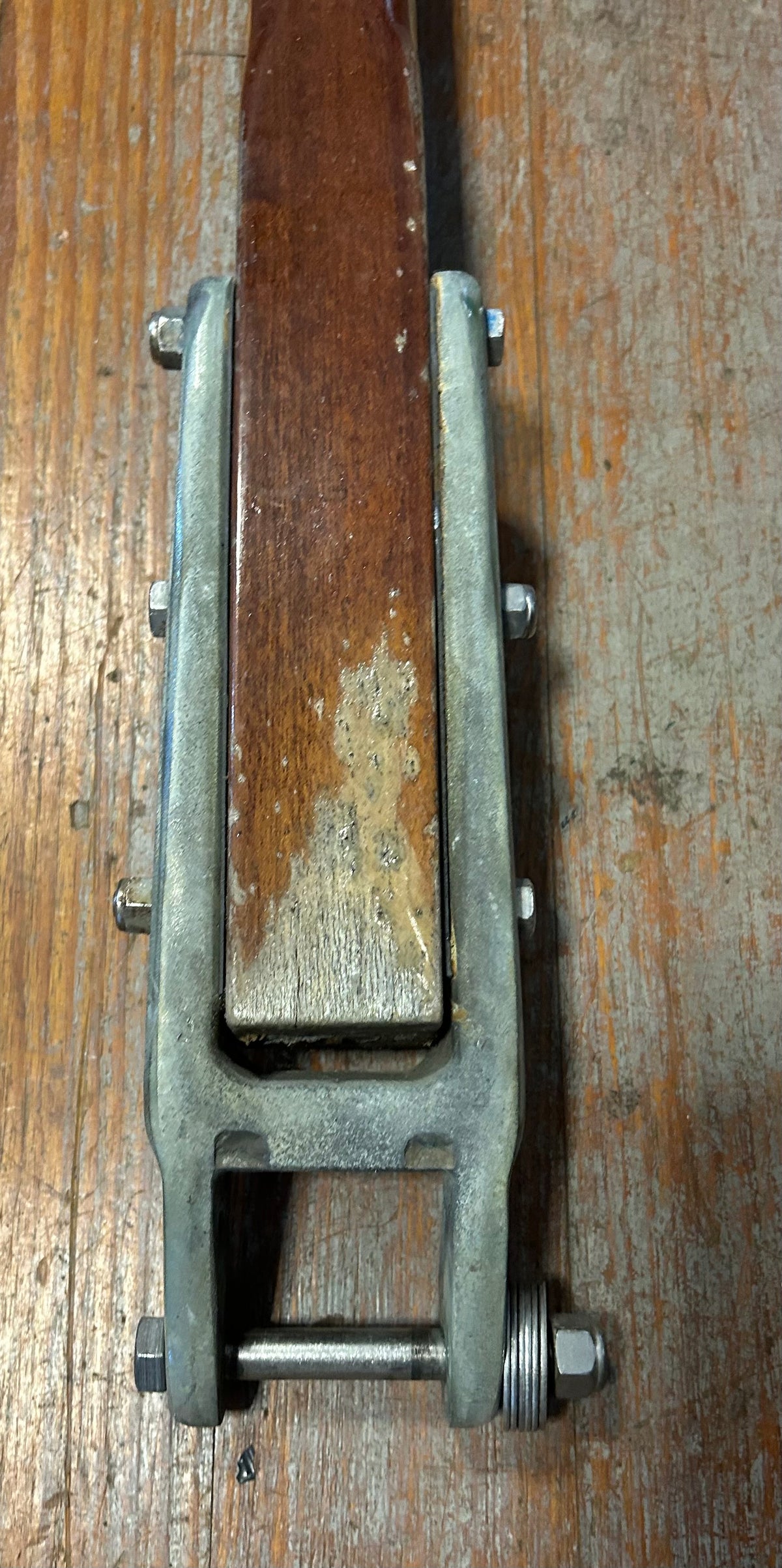 46" Teak Tiller Handle with bronze hardware - Pearson 27