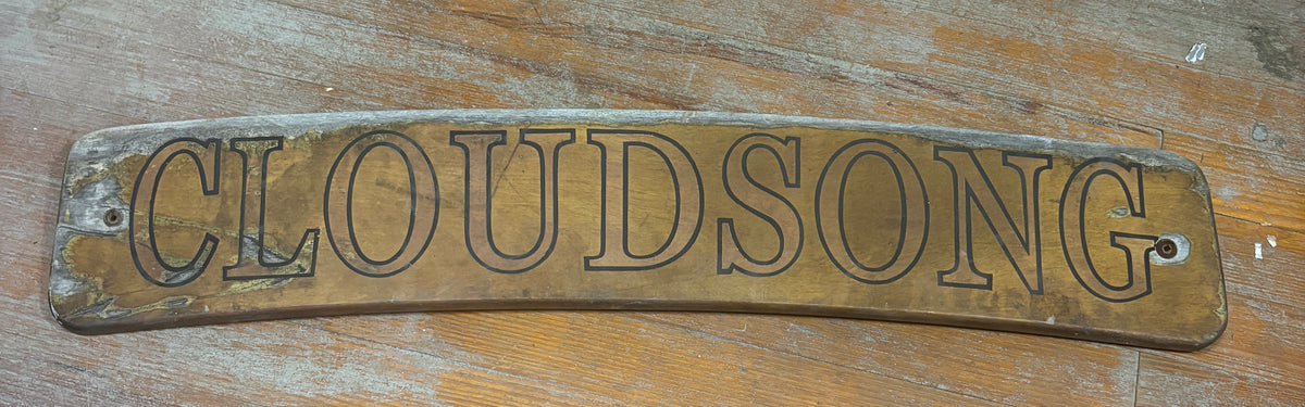 Transom Name Board off of Tartan 30 "CLOUDSONG" 42x8"
