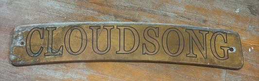 Transom Name Board off of Tartan 30 "CLOUDSONG" 42x8"