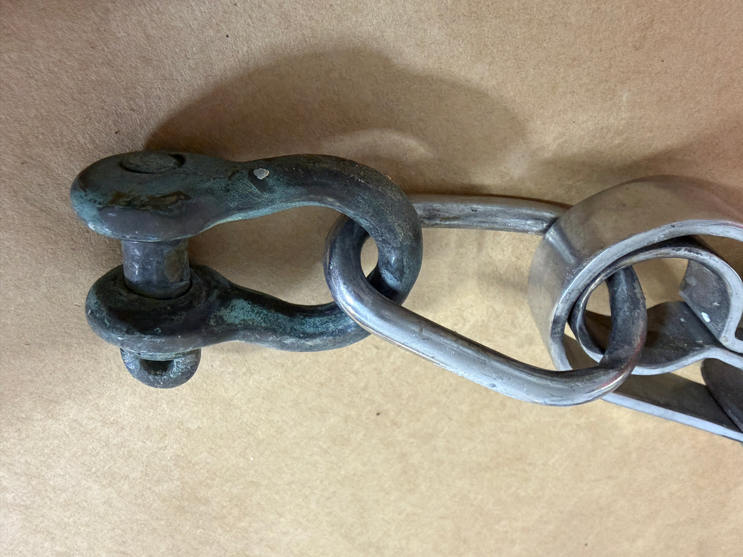 Stainless Steel Forked - 1 3/4" Double Bronze Sheaves - 5/16" Line With Bronze Shackle