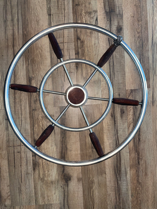 21” Stainless & Wood Wheel - 11/16” Keyed Shaft OFF 1969 Seadog 30’