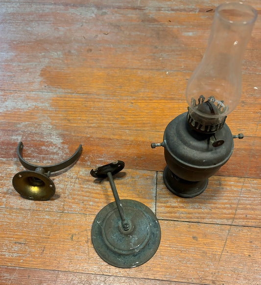 Vintage Oil Lamp 11" Tall with Deflector and Gimbal Mount
