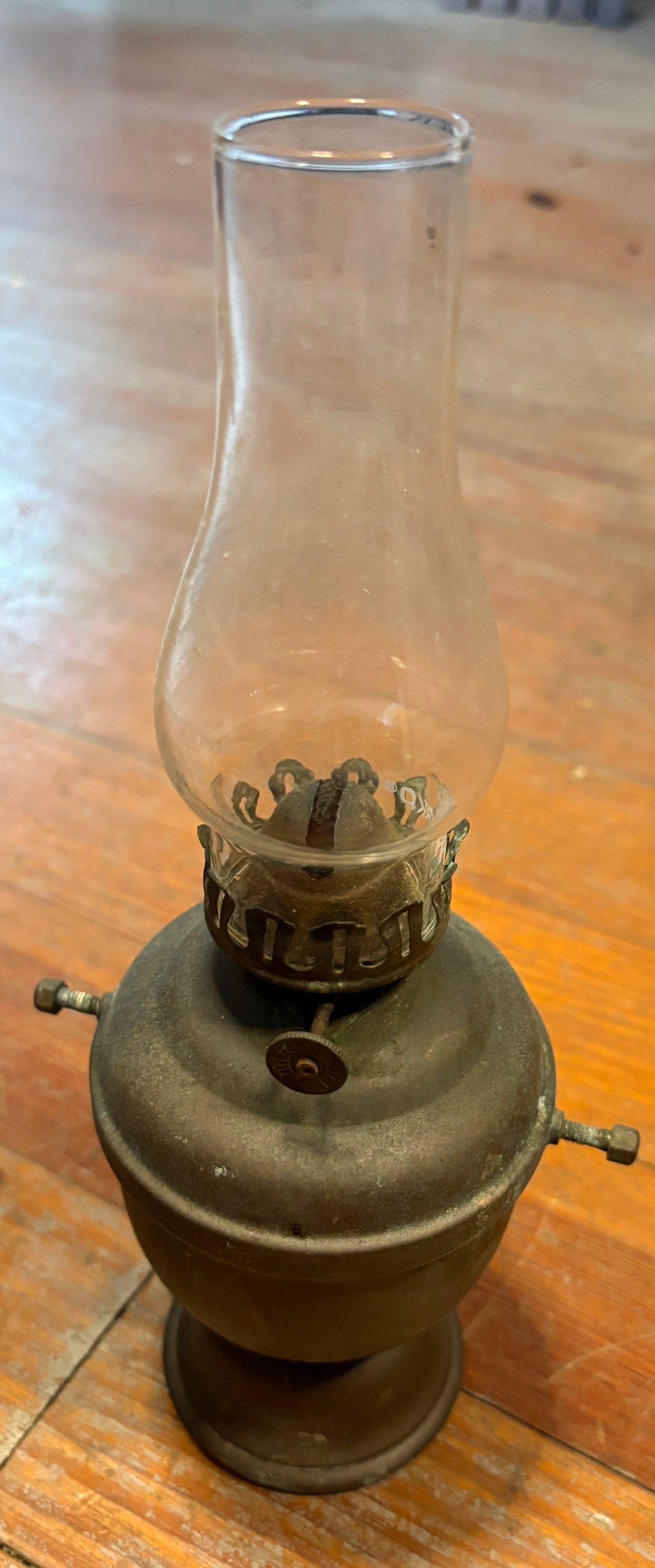 Vintage Oil Lamp 11" Tall with Deflector and Gimbal Mount