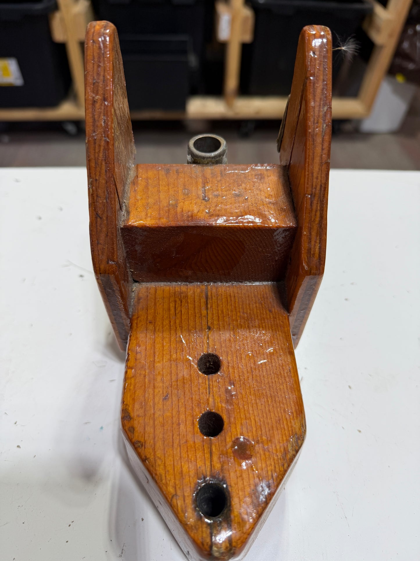 Unique Teak Piece With Bronze Gudgeon