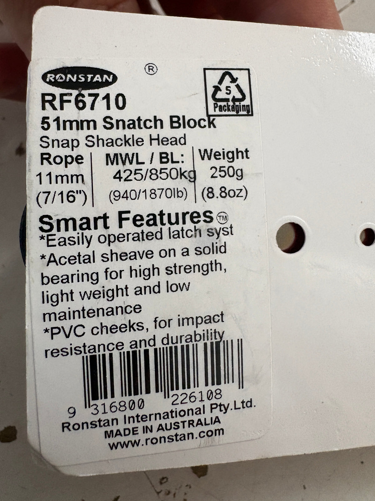 Ronstan 51mm Snatch Block RF6710 Brand NEW
