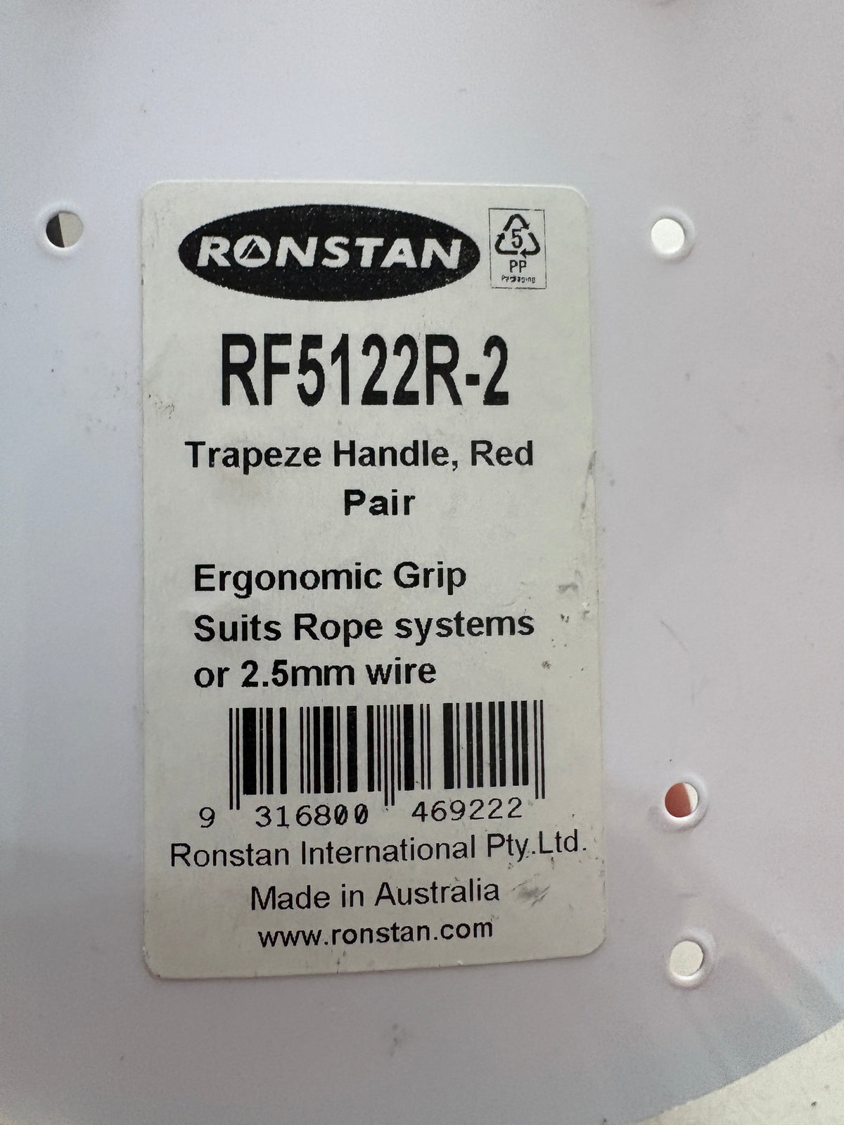 Ronstan Trapeze Handle, Red Pair RF5122R-2 NEW