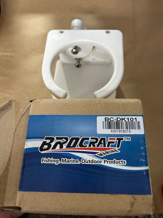 Brocraft Marine Railing Mount Cup Holder - white