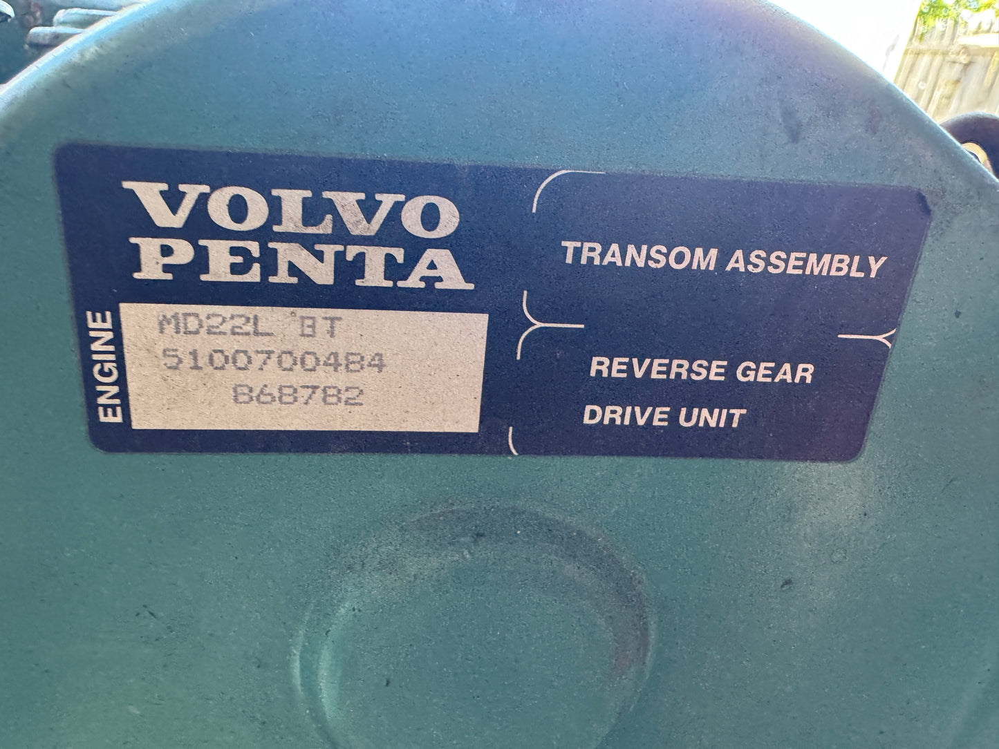 Volvo Penta MD22  Marine Diesel Engine w MS2A-E Transmission Runs Great ONLY 40 HOURS!