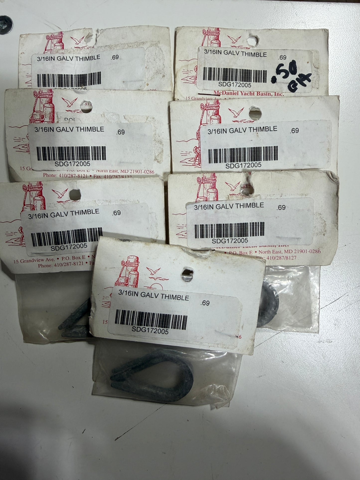 LOT OF 7 - 3/16" Galvanized Thimble