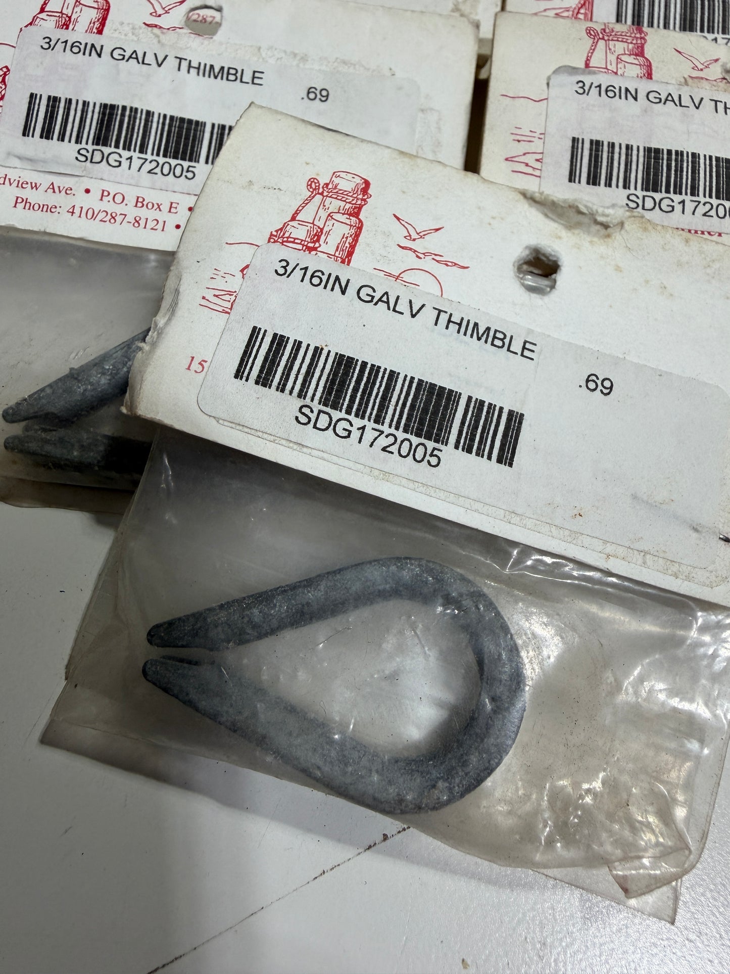 LOT OF 7 - 3/16" Galvanized Thimble