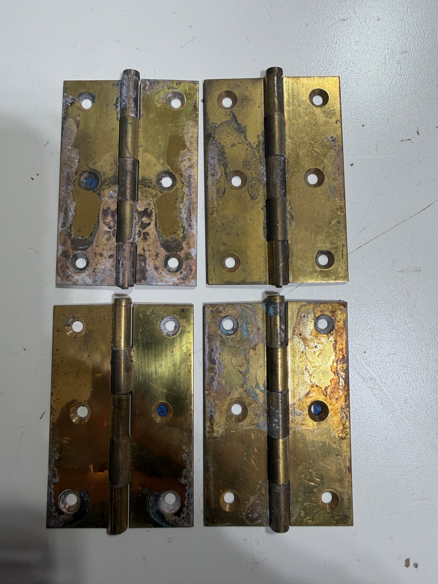 SET OF 4 - Brass Hinges - 3" Long x 2" Wide