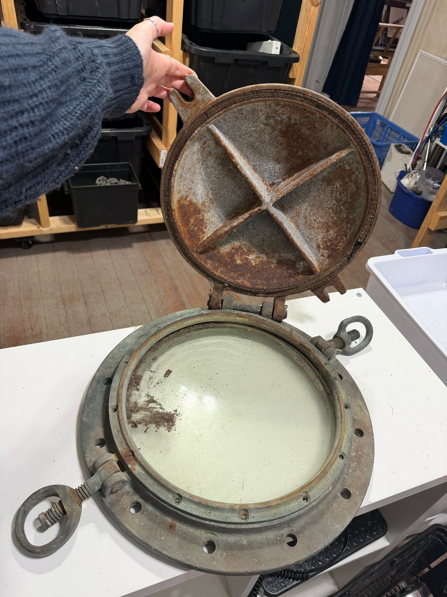 Vintage 12 1/2" Diameter Galvanized / Bronze Portlight / Port Light / Porthole